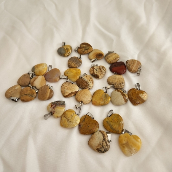 no brand Jewelry - Petrified Wood Heart shaped charms 1inch